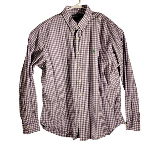 Ralph Lauren shirt mens 2XL XXL purple chcek plaid custom fit pony logo - Picture 1 of 10
